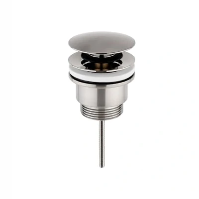 Image of ENKI, W71, Brushed Nickel, Slotted or Unslotted, Universal Pop Up Basin Waste Sink Plug Push Button Click Clack