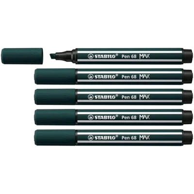 Image of Premium Fibre Tip Pen with Chisel STABILO 68 MAX Pack of 5 Earth Green