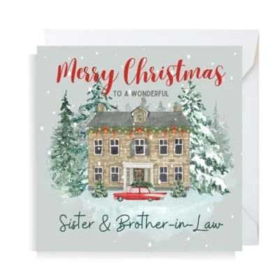 Image of Second Ave Sister &amp; Brother in Law Christmas House Square Xmas Holiday Festive Greetings Card