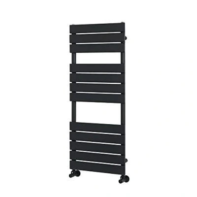 Image of Milano Lustro Black Flat Panel Heated Towel Rail 1200mm x 450mm