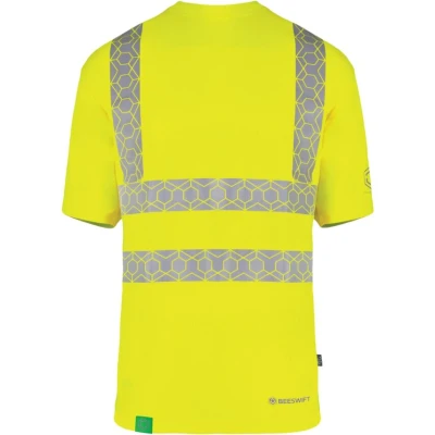 Image of Beeswift Envirowear Saturn Yellow Hi Vis T Shirt Unisex Reflective Sustainable Circular Process Safety PPE Workwear 5X Large