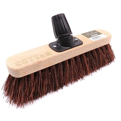 Image of COTTAM Stiff Sweeping Broom Head Firm Brush 11 Inch With Easy Shank Connector No Tools Required!