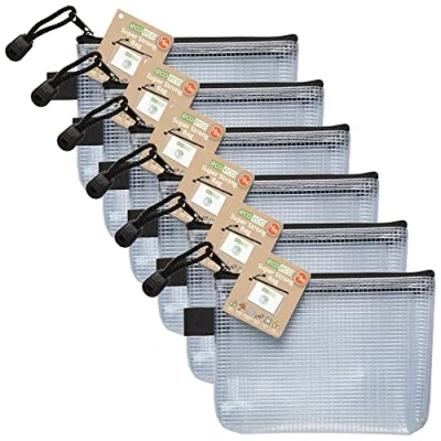 Image of eco Mini 95% Recycled Super Strong Bag, Waterproof Mesh Tuff Reinforced, Black Zip Closure (Pack of 6), eco036x6
