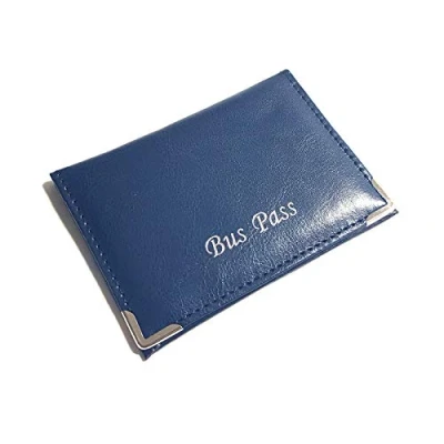 Image of Lorenz Leather Effect Grained PU Bus Pass Cover Holder with Zip up Coin Pocket Blue