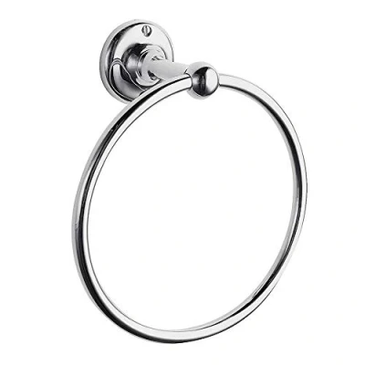 Image of Milano Elizabeth Traditional Bathroom Wall Mounted Round Towel Ring Holder Chrome