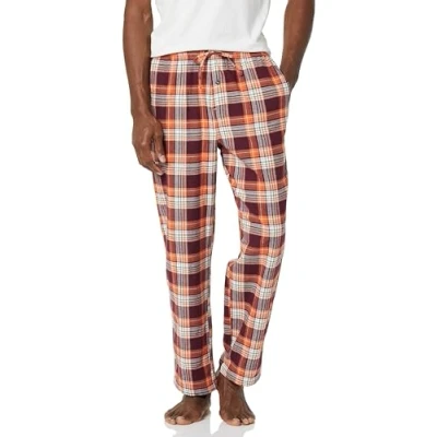 Image of Amazon Essentials Men&#039;s Flannel Pyjama Trousers (Available in Big &amp; Tall), Burgundy Orange White Plaid, M