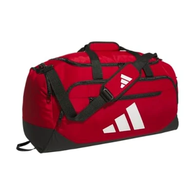 Image of Adidas Defender 5.0 Duffel Bag, Durable Travel Gym Sports Bag for Men and women, Team Power Red 2/White, Medium (59L), Women