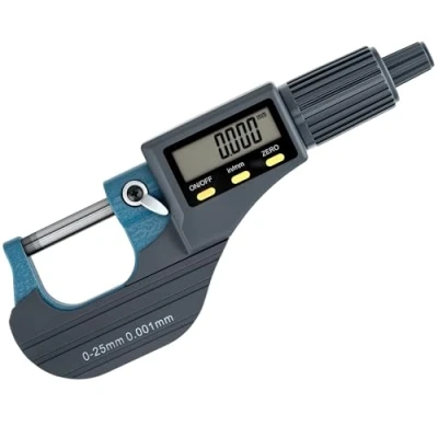 Image of Digital Micrometer 0 25mm, Electronic with 0.001mm Accuracy, Carbide Tips, Precision Inch/Metric Conversion, LCD Display Metric Diameter Caliper