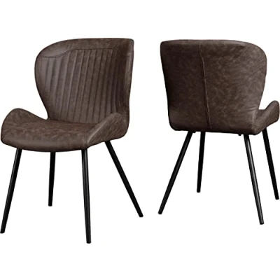 Image of Seconique Quebec Dining Chair Set of 4 in Brown Pu