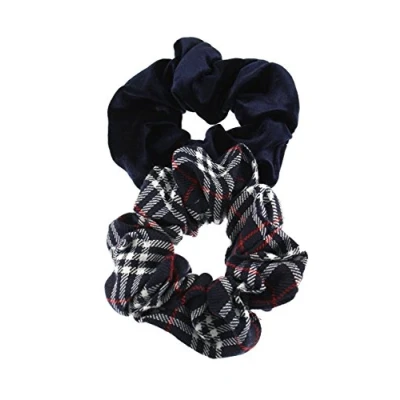 Image of Zac&#039;s Alter Ego Set of 2 Hair Scrunchies 1 Tartan Print and Plain Velvet