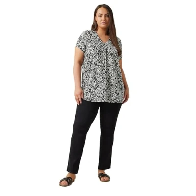 Image of EVANS Curve Ikat Print Swing Top Women&#039;s Plus Size Black