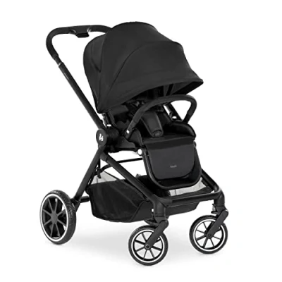 Image of hauck Move so Simply, Black Pushchair with Raincover from Birth up to 22 kg, Reversible Seat, Compact &amp; Foldable, Fully Reclining, Height Adjustable, UPF 50+, Basket