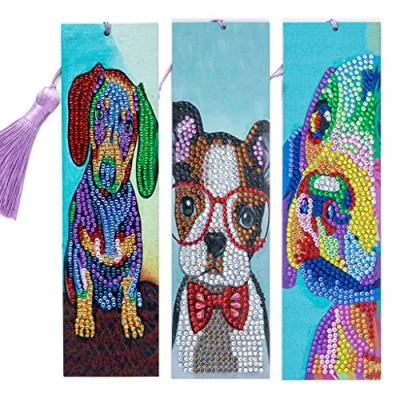 Image of 3PCS Diamond Art Bookmark LEKUKY Painting Bookmarks Cross Stitch Embroidery Kit Full Special Shaped Drill Number