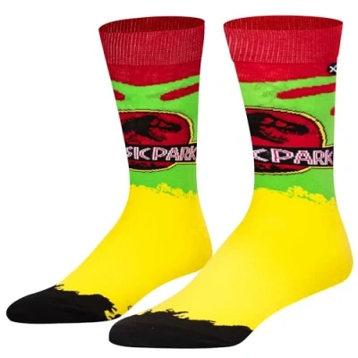 Image of ODD SOX Men&#039;s Funny Novelty Universal Socks, Jurassic Park Truck Crew, Large, Truck, Large