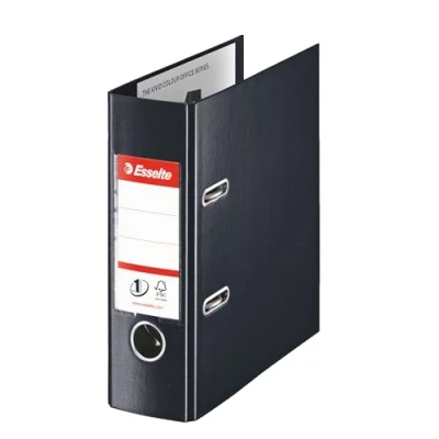 Image of ESSELTE 468670 Plastic Lever Arch File No. 1 with Rade, Eyelet and Edging DIN A5 75 mm Spine Black
