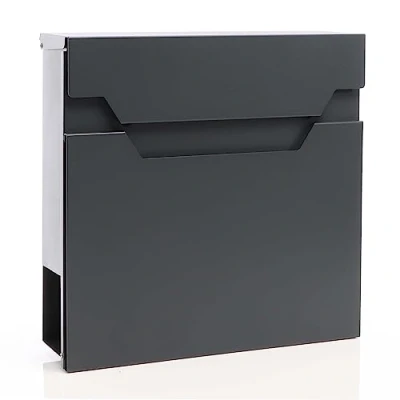 Image of Letterbox Anthracite V61 with Newspaper Compartment and Soft Close Lockable Wall Postbox Mail Box