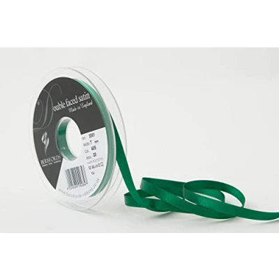 Image of Berisfords Double FACE Poly Satin Ribbon, Hunter Green, 7 mm
