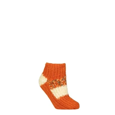 Image of Elle Women&#039;s Cosy Slipper Socks Sherpa Lined, Anti Slip Grips, Warm, Chunky, Gift Idea, Pack of 1 Size 4 8 (Cinnamon, UK Footwear System, Adult, Women, Numeric Range, Medium, 4, 8)