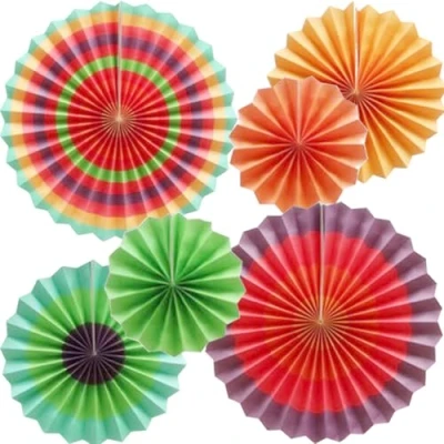 Image of Ruidee 6 PCS Paper Fan Decorations,Hanging Fans Decorations with Colorful Fans,Rainbow Hanging for Party Festival Carnival Birthday (Colour)
