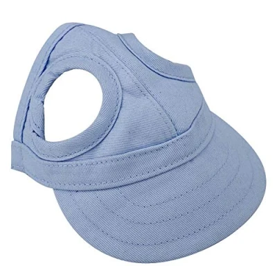Image of Fdit Pet Dog Cat Baseball Outdoor Cap Sunbonnet Adjustable Stripe Summer Travel Sport Hat (L Blue)