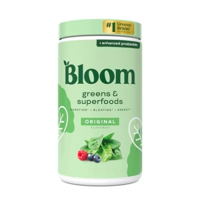 Image of Bloom Nutrition Super Greens Powder Smoothie &amp; Juice Mix Probiotics for Digestive Health Bloating Relief Women, Enzymes with Superfood Spirulina Chlorella Gut (Original)