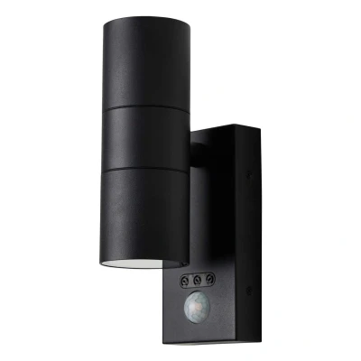 Image of Zink LETO Outdoor Up and Down Wall Light with PIR Textured Black