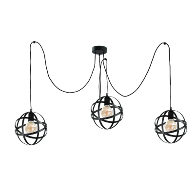 Image of Pola Cluster Pendant Ceiling Light Black, 3x E27
