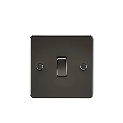 Image of KnightsBridge Flat Plate 20A 1G DP switch gunmetal
