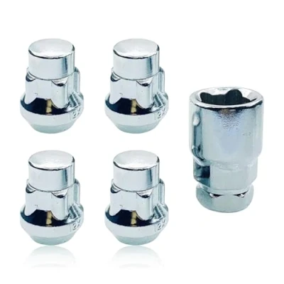 Image of M12 x 1.5 Wheel Lock Lug Nut,Set of 5 Alloy Steel Security Locking Tire Anti Theft Screws Sockets Tool with Nut Key,Tapered Bolts for Toyota Ford Nissan Honda Mazda Chrome