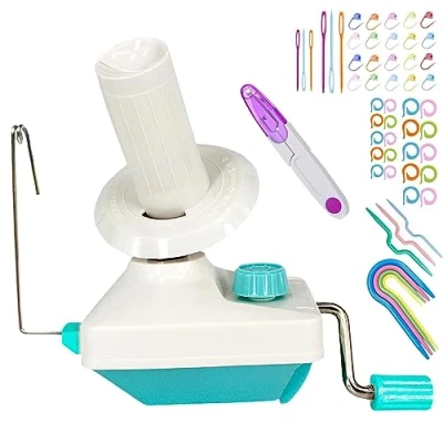 Image of Yarn Ball Winder, Convenient Winder for Yarn,Yarn Swift and Combo with Easy Installation Storage + 53 Pieces Stitch Knitting Needles 1 Scissors