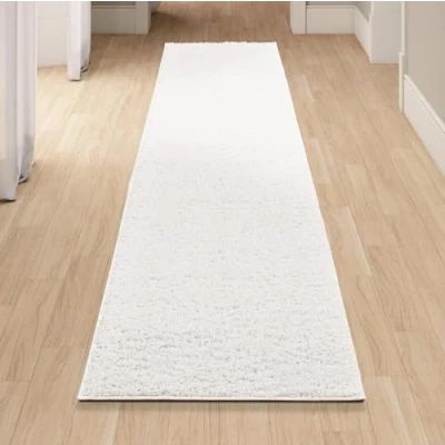 Image of homeart Area Rug Super Soft Shaggy Rugs For The Living Rooms, Bedrooms And Kitchen Modern, Easy To Clean Carpet 80x300 cm, White