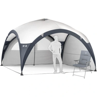 Image of Trail Dome Gazebo with Sides, Portable Steel Pole Shelter, Outdoor Event Camping Garden, 4 Walls, 2 Doors &amp; Windows, UPF50+ Sun Protection, 4000mm Waterproof, Vent, Bag (3.5m x 3.5m 2.25m)