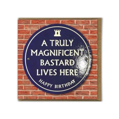Image of Brainbox Candy Rude Birthday Card &#039;Magnificent Bastard&#039; Quality Embossed Cheeky Humour For Him Her Men Women Friends