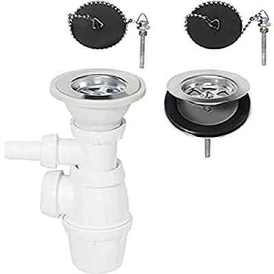 Image of Wirquin 30718733 Drain for 2 Communicating Basins D60 mm with Washing Machine Plug