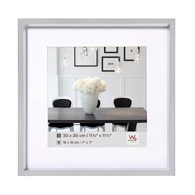 Image of walther Design Picture Frame Silver 40 x cm with PassepArtout, Steel Style Plastic ES440S