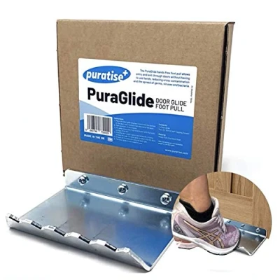 Image of Foot Door Puller PURATISE Stainless Steel Commercial Grade Hands Free Opener Simple, Fast Installation (Screws Included)