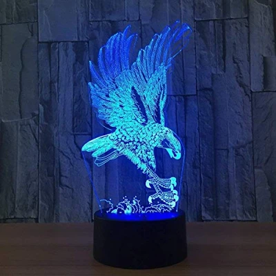 Image of HPBN8 Ltd 3D Eagle Night Light USB Touch Switch Decor Table Desk Optical Illusion Lamps 7 Color Changing Lights LED Lamp Xmas Home Love Brithday Children Kids Toy Gift