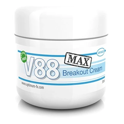 Image of V88 MAX Breakout Cream DOUBLE STRENGTH with Salicylic Acid for Spots Blackheads Blemishes and Problem Skin Suitable Safe those Prone to Acne Paraben Cruelty FREE 50 grams