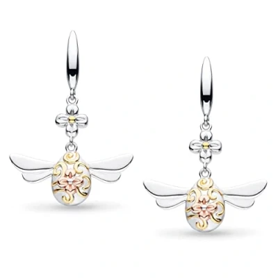 Image of Kit Heath Sterling Silver and 18ct Gold Plate Blossom Flyte Queen Honey Bee Drop Earrings