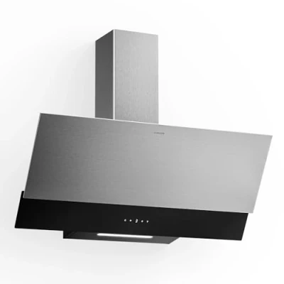 Image of Klarstein Verosteel Angled Cooker Hood 90cm 624 m3/h, A++ Energy, Touch Control, LED Lighting, Quiet, Stainless Steel &amp; Glass, Extractor Hood, Ducted/Recirculating