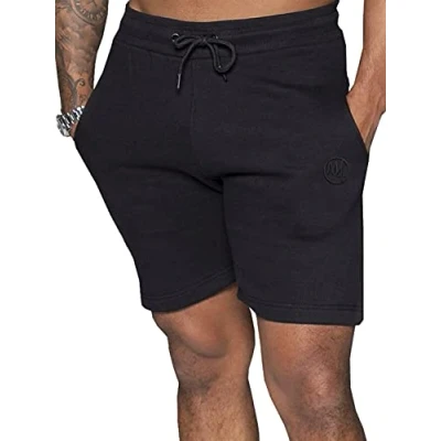 Image of MYT Mens Fleece Shorts Plain Elasticated Gym Activewear Sweat Casual Jogging Short Bottoms S XL (UK, Alpha, M, Regular, Black)