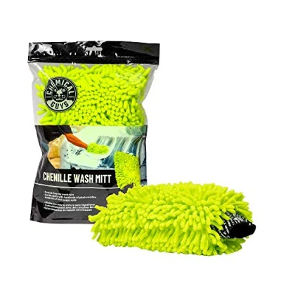 Image of Chemical Guys (Mic_493 Chenille Microfiber Premium Scratch Free Wash Mitt,Lime Green,24.41 x 17.81 cms