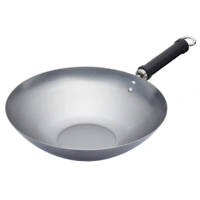 Image of World Of Flavours Oriental 30cm Carbon Steel Plain Wok With Phenolic Handle