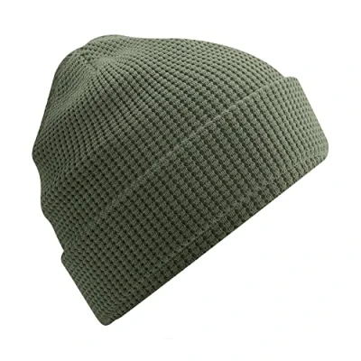Image of Beechfield Organic Cotton Waffle Beanie Olive Green