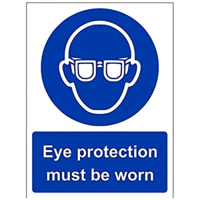 Image of V Safety Eye Protection Must Be Worn PPE Sign 150mm x 200mm Self Adhesive Vinyl