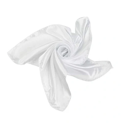 Image of Satin Silk Large 90cm X Square Plain Nautical Head Neck Scarfs Wrap (White)