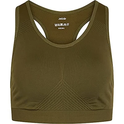 Image of ZEBDIA Women&#039;s Seamless Sports Bra Army, L