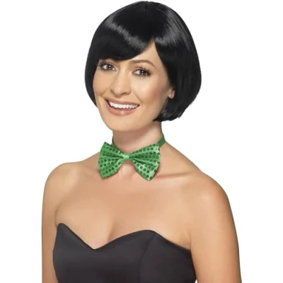 Image of Smiffys Sequin Bow Tie, Green , Party &amp; Carnival Fancy Dress, Comedy Dress Up Accessories