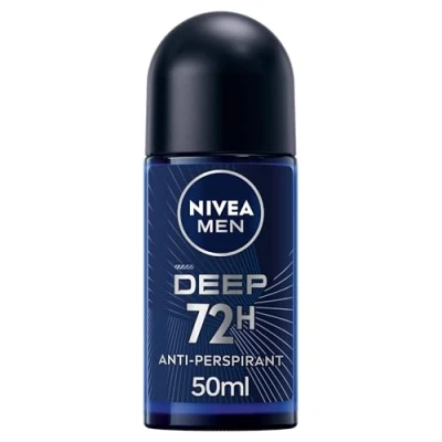 Image of NIVEA Men Deep Black Carbon Roll On (50ml), Deodorant with 72H of Protection Against Stains and Odours, Strong Anti Perspirant Developed MAXXTECH Formula