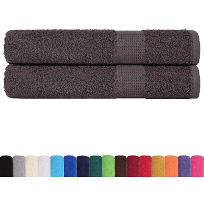 Image of vidaXL Towels 2 pcs Anthracite 100x200 cm 360 gsm 100% Cotton
